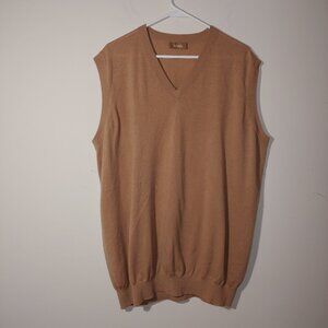 SOJRN 100% Merino Wool V-Neck Vest Tan Size XXL
